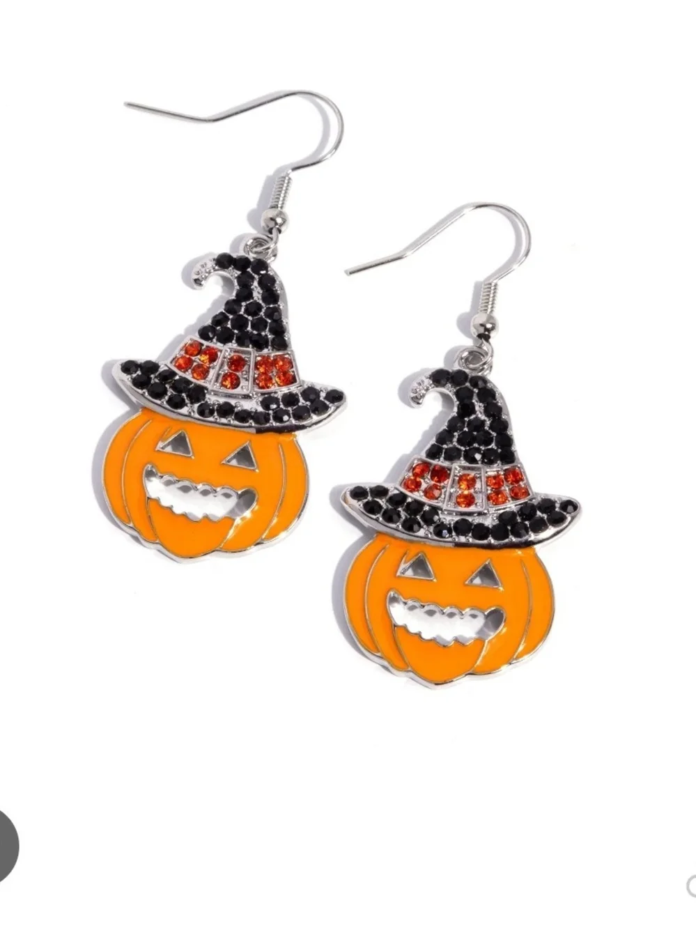 paparazzi Orange and Black Pumpkin Witch Hat Dangle Earrings